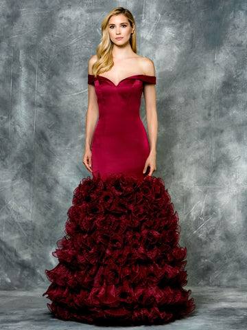 Trumpet-Mermaid, off the shoulder faille prom dress