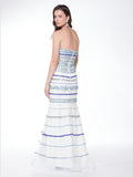 Strapless all over beaded trumpet-Mermaid , crepe prom dress