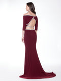 Two pieces off-the-shoulder long sleevess Jersey prom dress