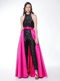 Two pieces sequin Pants with skirt prom gown