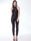 Two pieces sequin Pants with skirt prom gown
