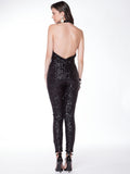 Two pieces sequin Pants with skirt prom gown
