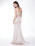Two pieces, trumpet jersey prom dress