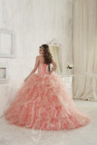 Beautiful quinceañera, sweet 16, engagement ball gown dress by designer House of Wu
