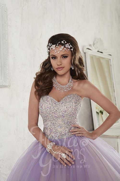 Beautiful quinceañera, sweet 16, engagement ball gown dress by designer House of Wu