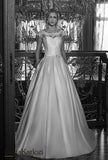 Ivory lace satin wedding dress ball gown A-line