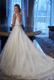 Ivory lace tulle rhinestones wedding dress ball gown A-Line