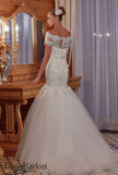 Ivory lace wedding dress trumpet mermaid strapless