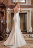 Ivory satin wedding dress ball A-line 2 piece