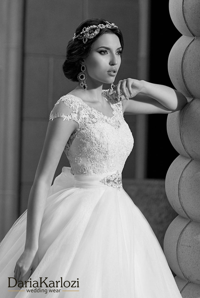 Lace tulle wedding dress ball gown A-Line