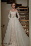Ivory lace tulle rhinestones wedding dress ball gown A-Line mermaid trumpet