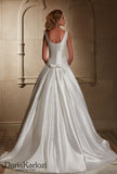 Ivory satin wedding dress ball gown A-line