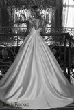Ivory lace satin wedding dress ball gown A-line