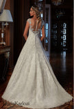 Lace satin wedding dress ball gown A-line