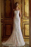 Ivory lace satin wedding dress ball gown A-line trumpet mermaid 2 pieces