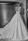 Ivory lace satin wedding dress ball gown A-line