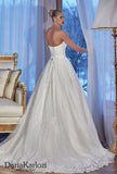 Ivory lace tulle rhinestones wedding dress ball gown A-Line