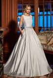 Ivory lace satin wedding dress ball gown A-Line