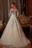 Ivory lace wedding dress ball gown A-Line long sleeve