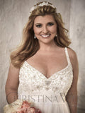 Beaded Plus size wedding dress lace ball gown