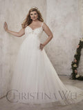 Beaded Plus size wedding dress lace ball gown