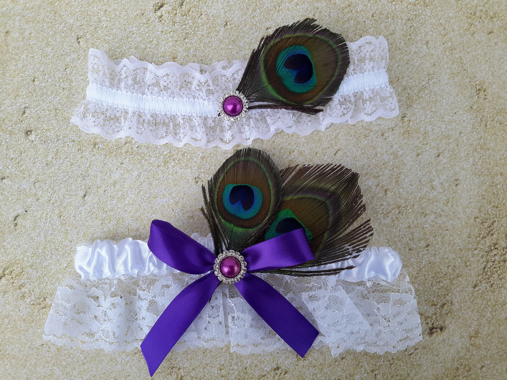 Wedding accessories 2 pcs garter peacock