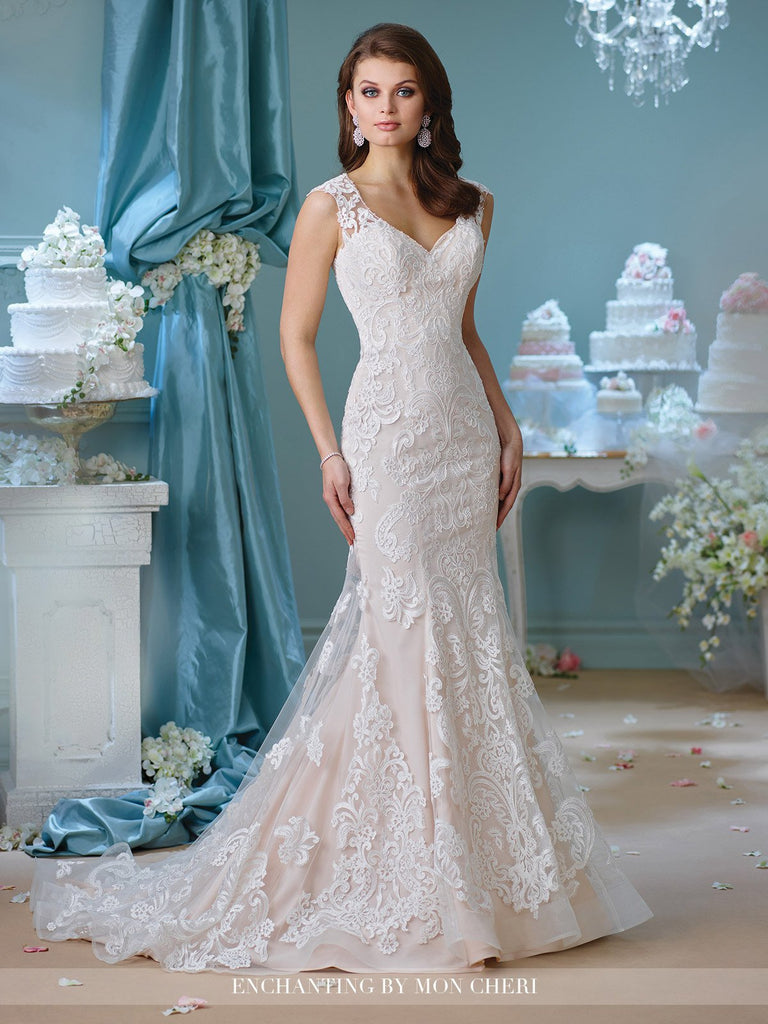 Designer lace chiffon satin tulle A-line ball gown wedding dress