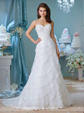 Designer lace chiffon satin tulle A-line ball gown wedding dress