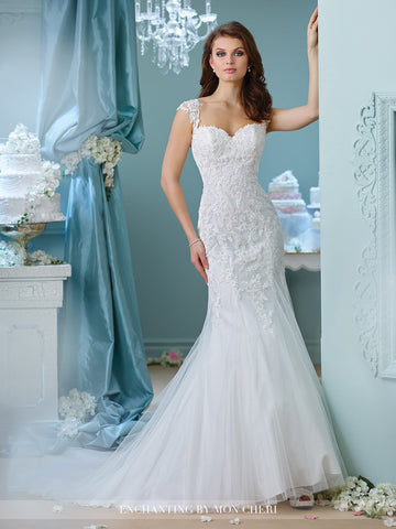 Designer lace chiffon satin tulle A-line ball gown wedding dress