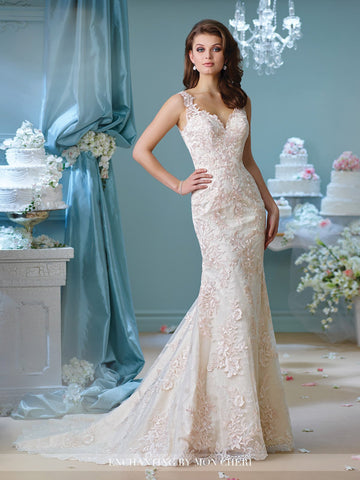 Designer lace chiffon satin tulle A-line ball gown wedding dress