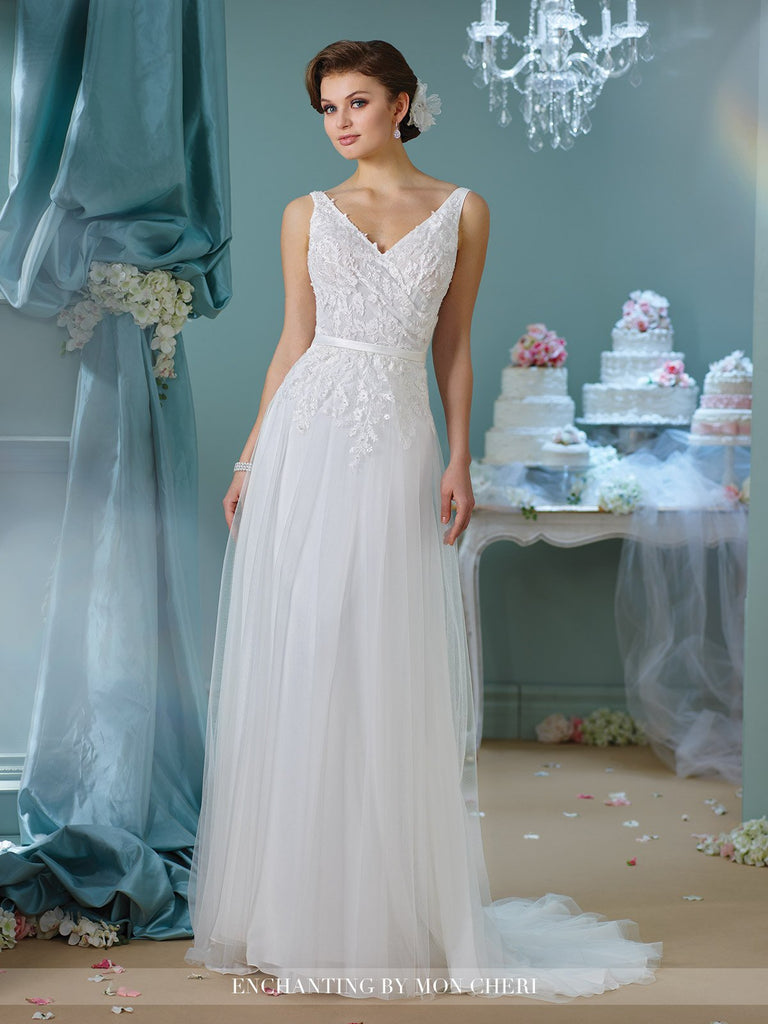 Designer lace chiffon satin tulle A-line ball gown wedding dress