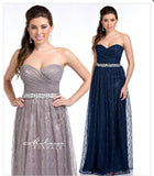 Chiffon lace long bridesmaid dress.
