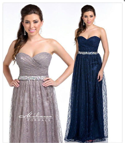 Chiffon lace long bridesmaid dress.