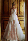 Ivory lace satin wedding dress ball gown A-line trumpet mermaid 2 pieces