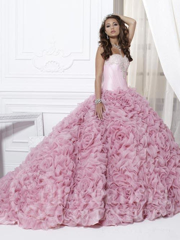 Pink quinceanera sweet 16 gown long dress
