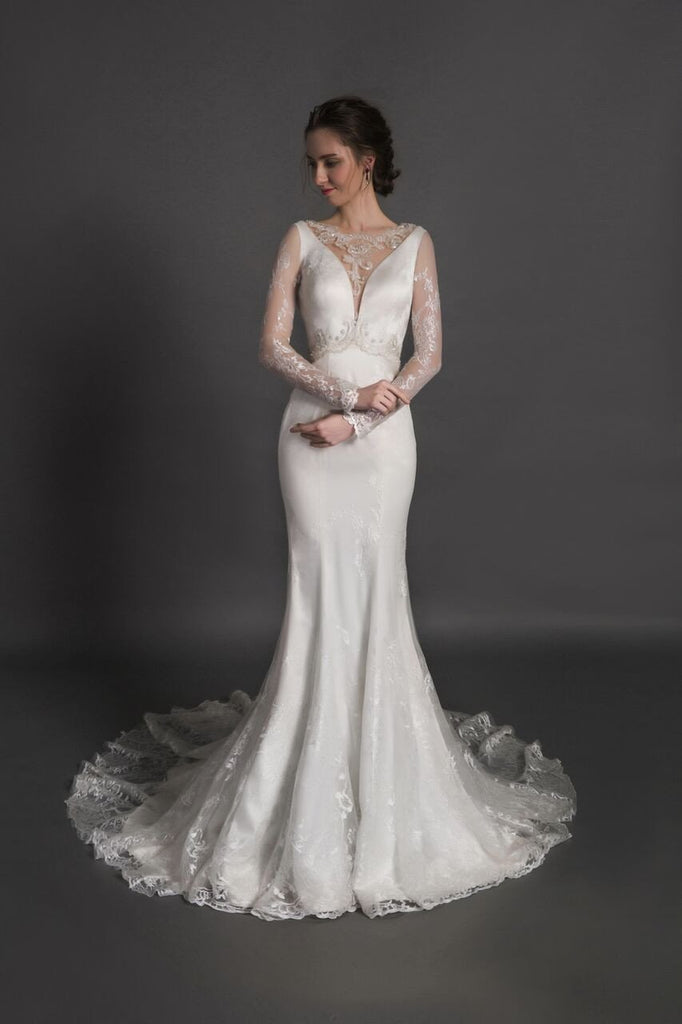 Designer Chic Nostalgia lace chiffon satin tulle wedding dress