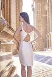 Chic Bohemian beach lace chiffon satin fit & flare wedding dress