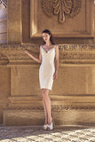 Chic Bohemian beach lace chiffon satin fit & flare wedding dress