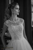 Ivory lace tulle rhinestones wedding dress ball gown A-Line