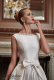 Ivory satin wedding dress ball A-line 2 piece
