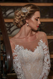 Ivory lace tulle rhinestones wedding dress ball gown A-Line mermaid trumpet
