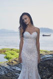Chic Bohemian beach look lace chiffon satin wedding dress