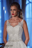 Ivory lace tulle rhinestones wedding dress ball gown A-Line