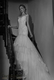 Lace wedding dress trumpet mermaid short sleeve