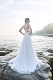 Chic Bohemian beach look lace chiffon satin A-line wedding dress