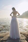 Chic Bohemian beach look lace chiffon satin A-line wedding dress