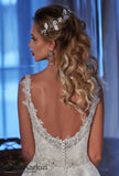 Ivory lace tulle rhinestones wedding dress ball gown A-Line