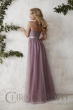 Chiffon lace long bridesmaid dress.