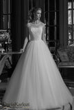 Ivory lace tulle rhinestones wedding dress ball gown A-Line