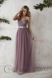 Chiffon lace long bridesmaid dress.